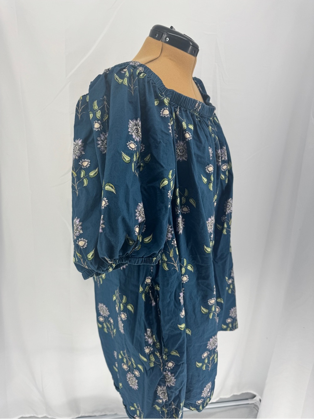 Off-Shoulder Floral Mini Dress in Navy EUC 0159 - Picture 2 of 4